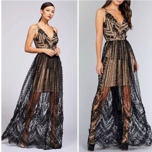 Dress the Population lace embellished maxi dress L